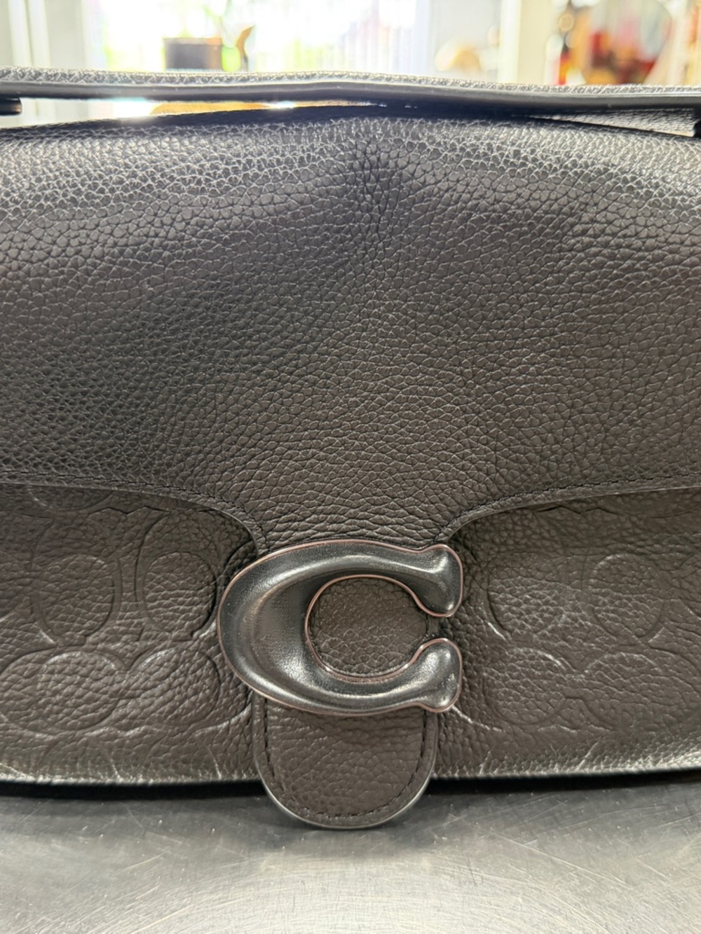 Coach Black Pebbled Leather Crossbody with Signature C Turnlock